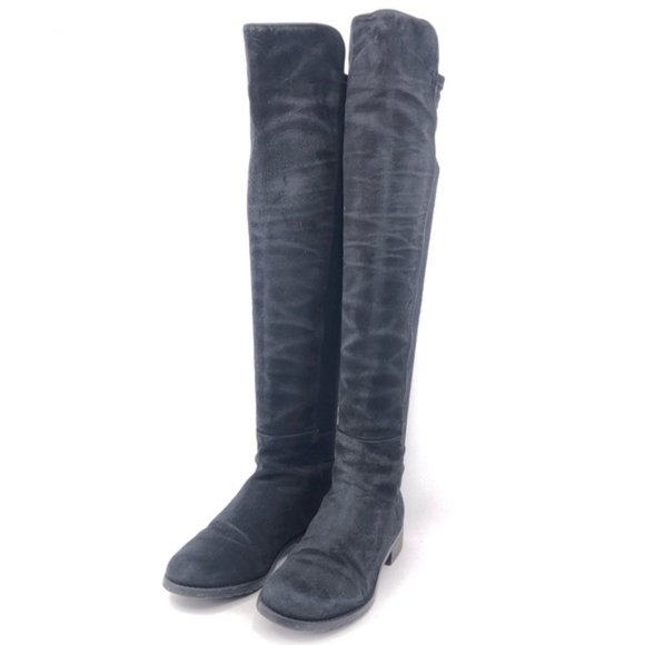 Stuart Weitzman Black Leather Pull on Sock Boots 6M - Picture 3 of 10